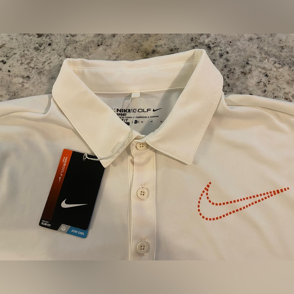 Nike Golf Polo Shirt Mens Medium White Dri Fit Stretch Lightweight Casual NWT